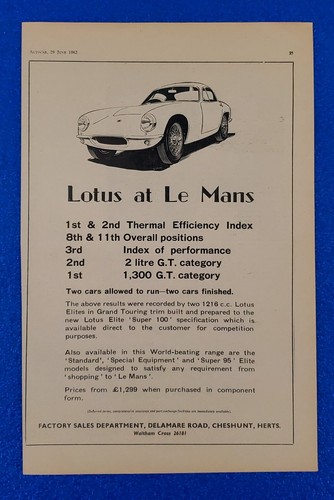 1962 lotus elite - lotus, "lotus